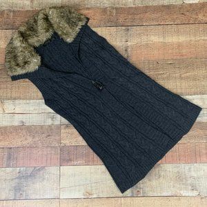 The Limited Faux Fur Collar Grey Sweater Vest